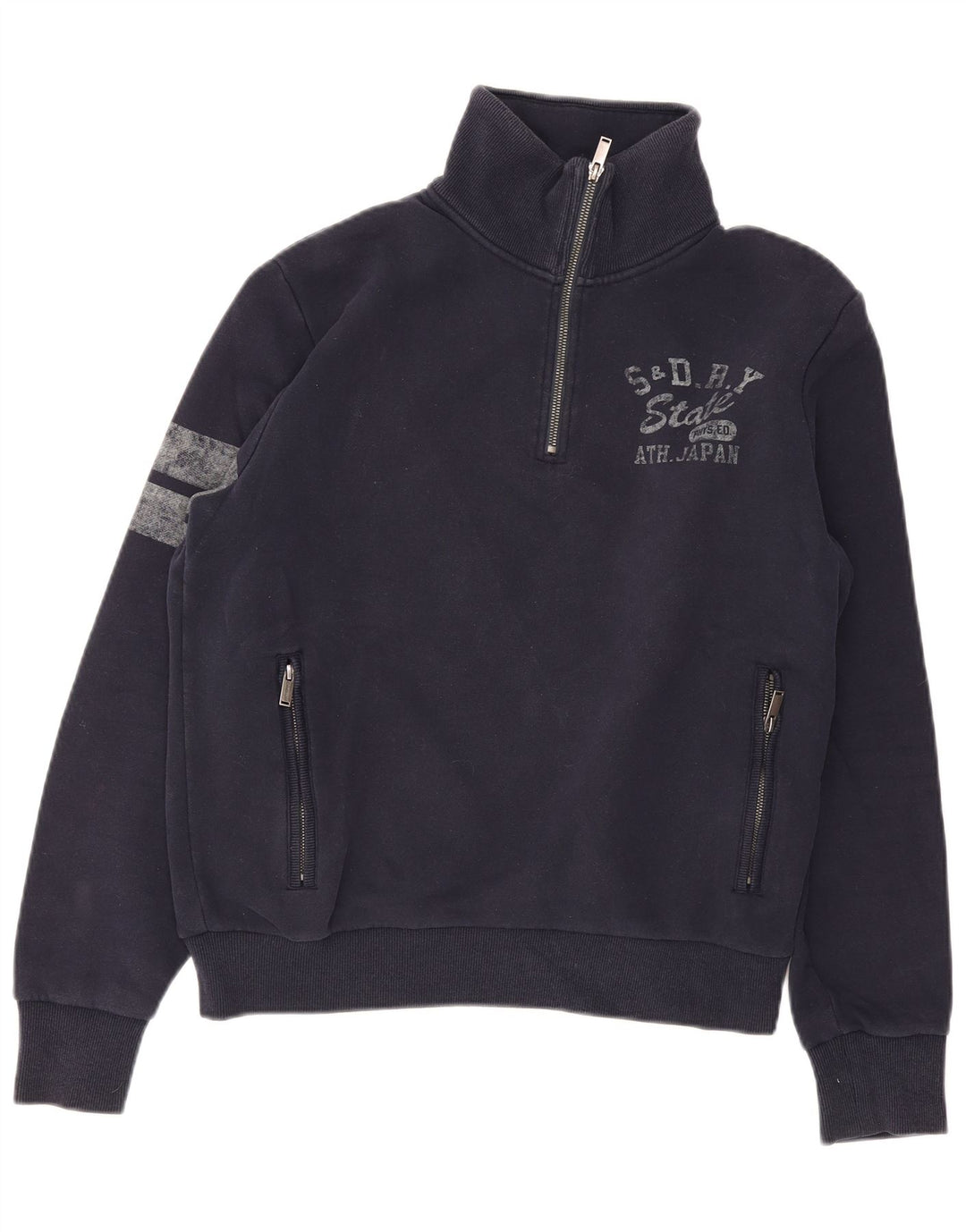 Superdry moletom gráfico masculino jumper grande bloco colorido azul marinho