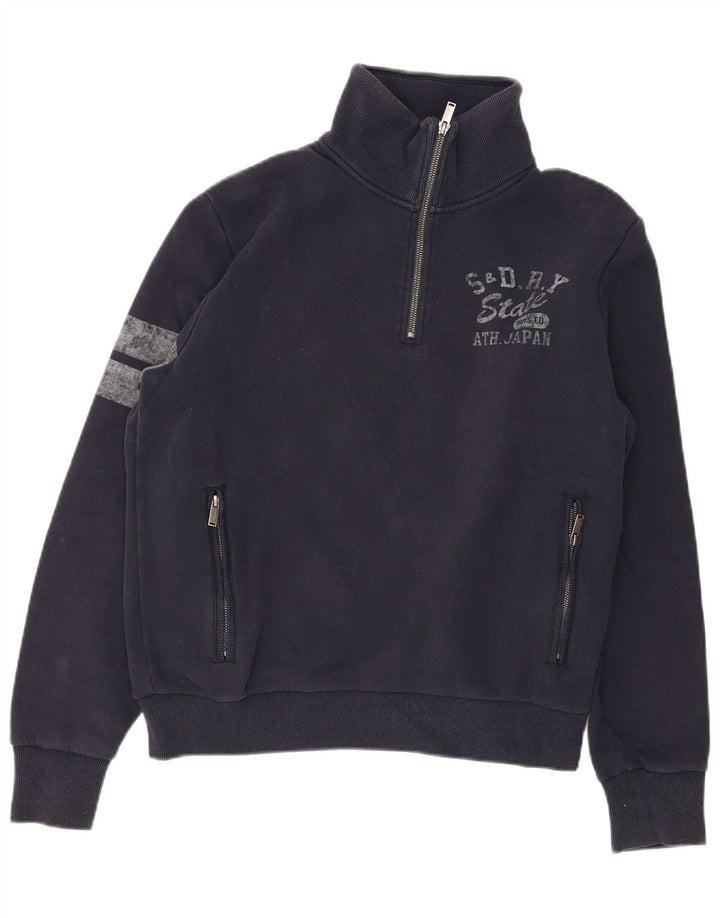 Superdry moletom gráfico masculino jumper grande bloco colorido azul marinho