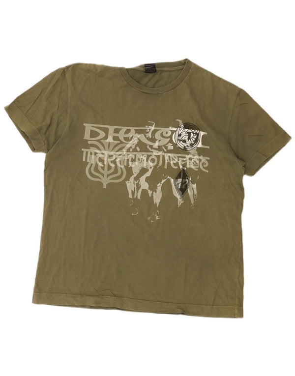 Diesel Camiseta Masculina Graphic Top XL Algodão Cáqui