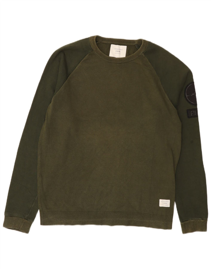 Jack & Jones moletom masculino jumper grande bloco colorido verde