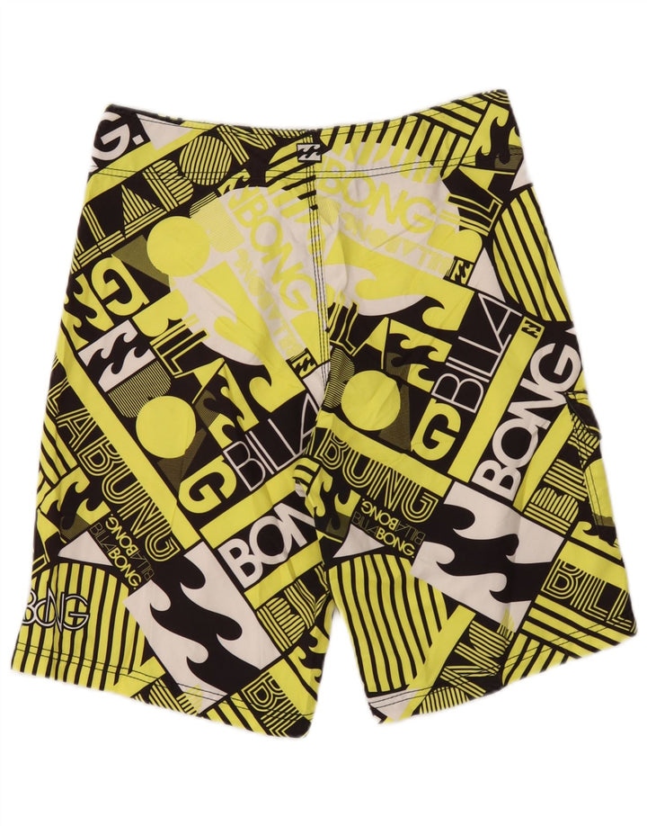 Billabong Mens Graphic Natação Shorts Poliéster Colorblock Médio Amarelo