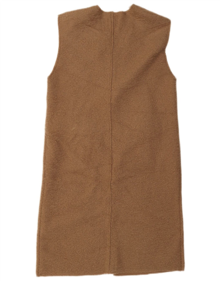 Zara Womens Longline Open Gilet UK 14 Médio Bege Poliéster