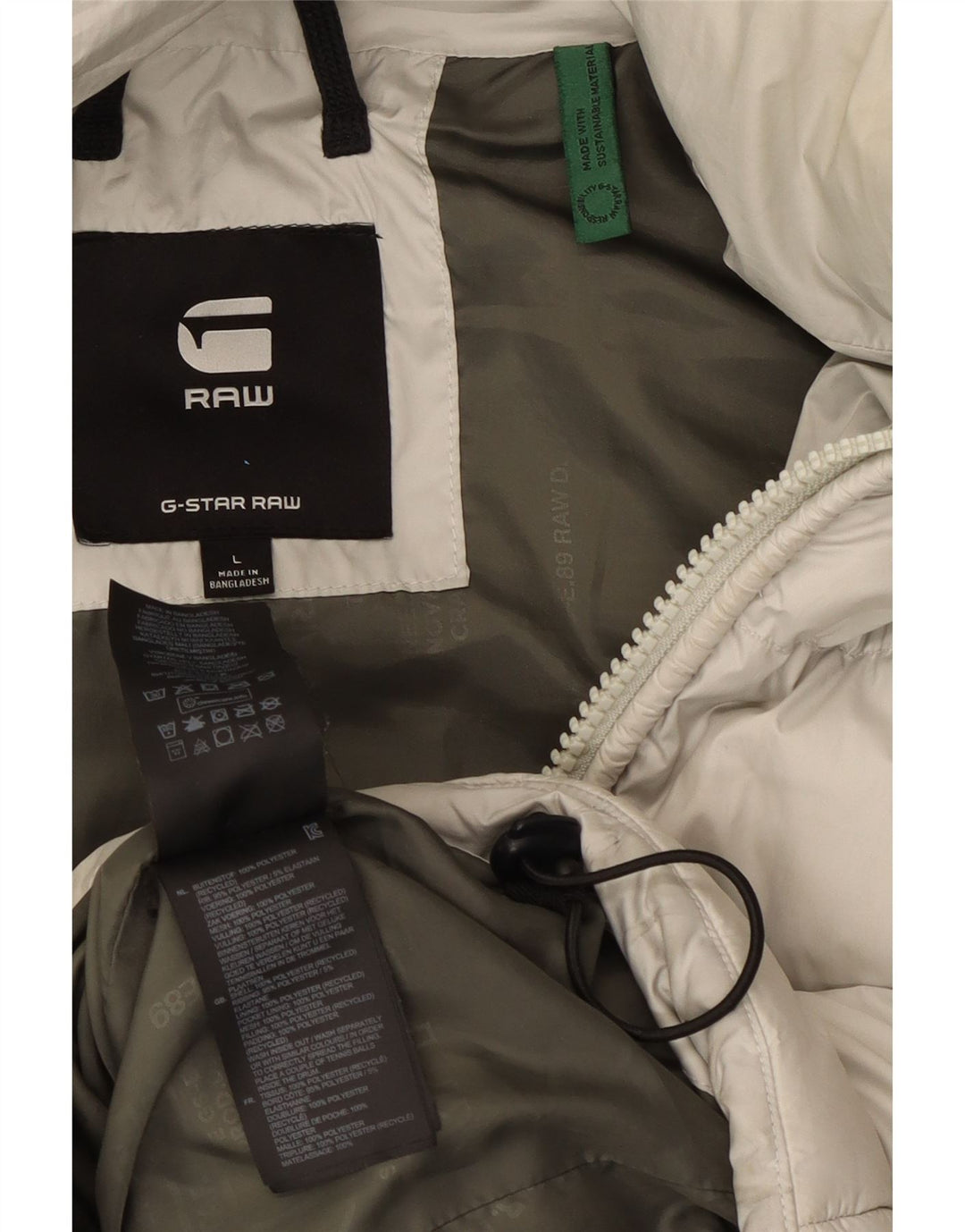 Jaqueta masculina acolchoada com capuz G-STAR UK 40 poliéster cinza grande