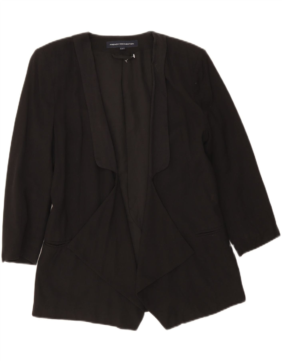 Jaqueta blazer feminina French Connection manga 3/4 aberta Reino Unido 10 pequena preta