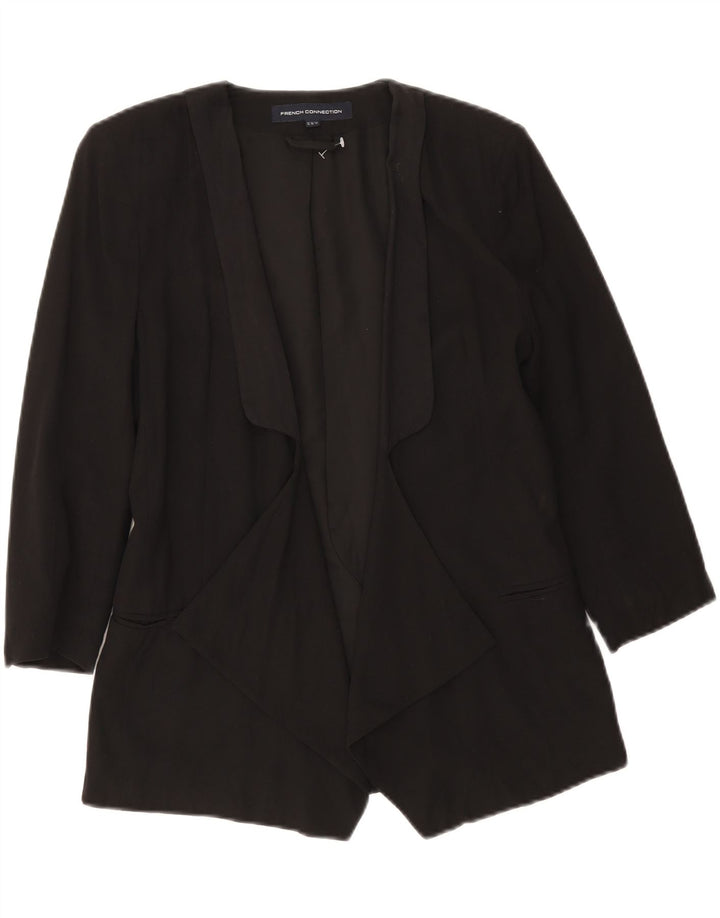 Jaqueta blazer feminina French Connection manga 3/4 aberta Reino Unido 10 pequena preta