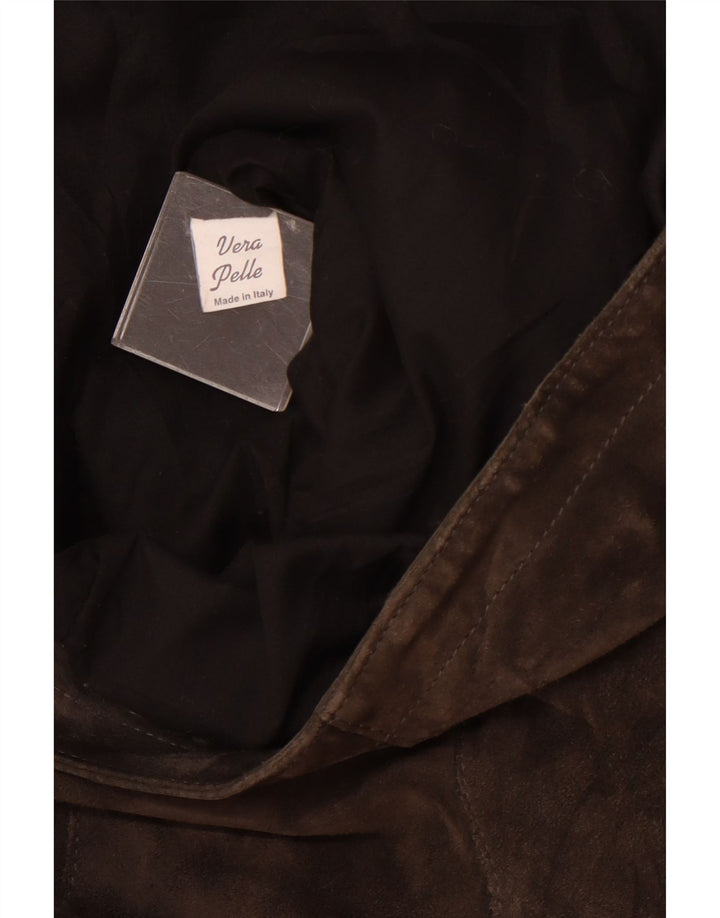 Jaqueta feminina vintage de camurça Reino Unido 12 couro marrom médio