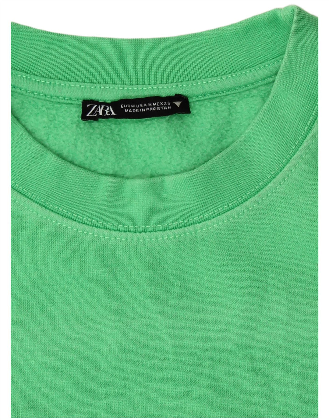 Zara Womens Crop Sweatshirt Jumper Reino Unido 14 Médio Algodão Verde