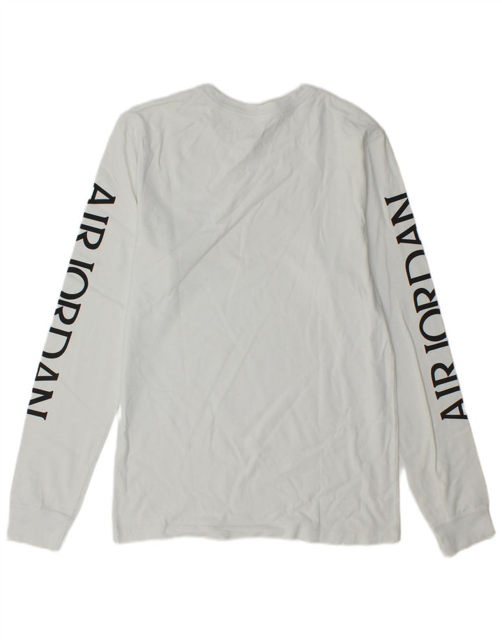 Jordan Mens Graphic Top Manga Longa Pequeno Branco