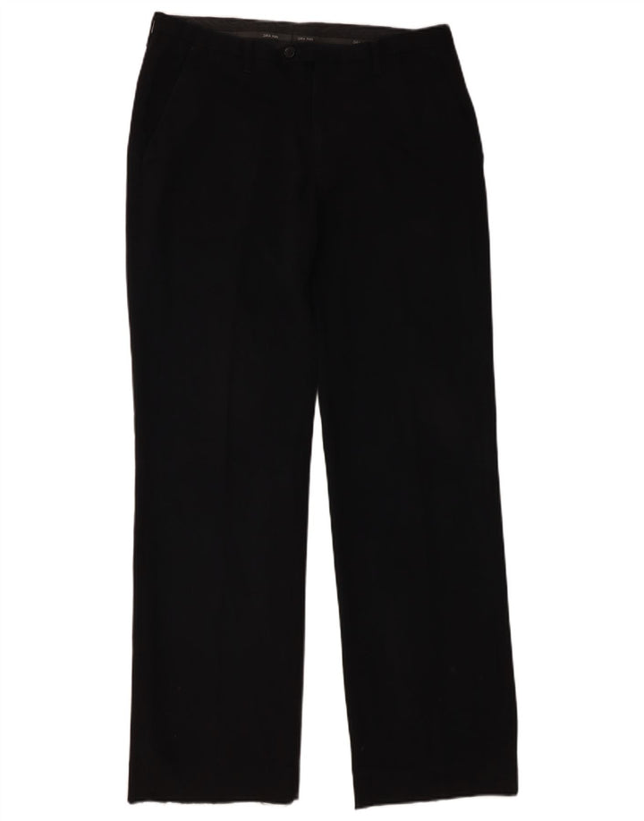 Zara Calça Chino Masculina Reta EU 42 Grande W32 L32 Poliéster Preto