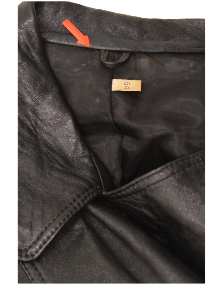 Casaco de couro masculino vintage UK 38 couro preto médio