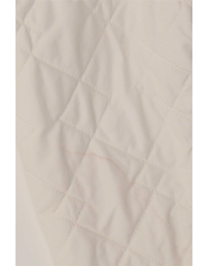 Jaqueta acolchoada feminina Adidas UK 14 poliéster branco médio
