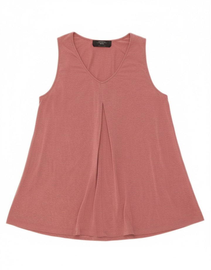Blusa feminina sem mangas de fim de semana Max Mara UK 12 Lyocell rosa médio