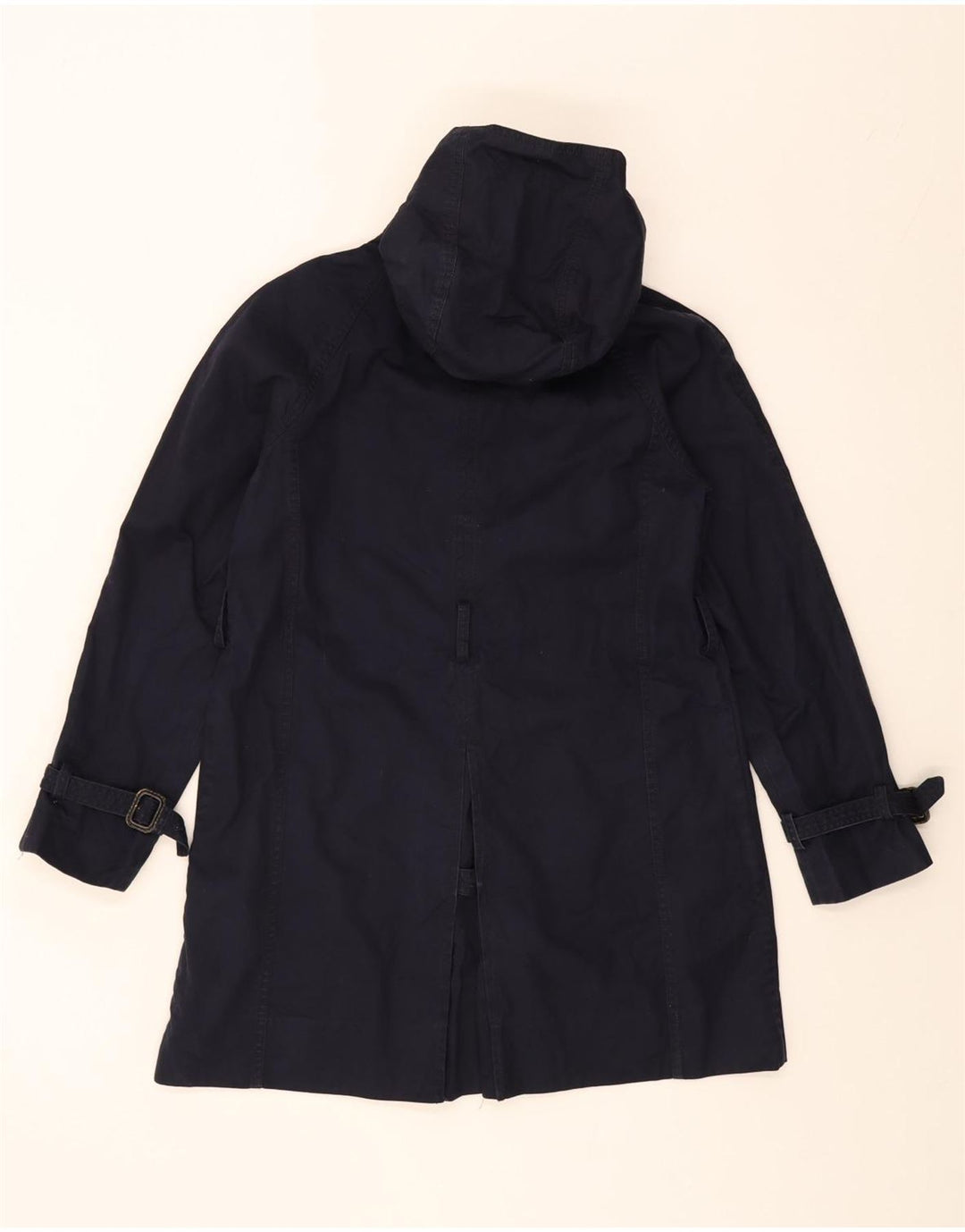 J. CREW Womens Hooded Overcoat US 8 Medium Navy Blue Cotton Vintage J. Crew and Second-Hand J. Crew from Messina Hembry 