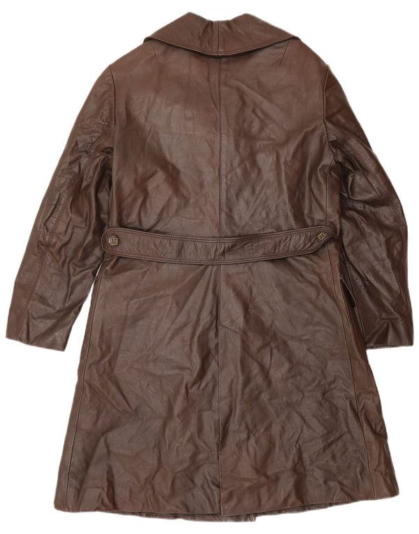 Casaco de couro feminino vintage UK 14 marrom médio