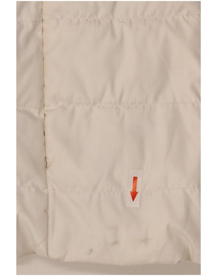 Jaqueta acolchoada com capuz feminina Superdry UK 14 grande poliéster branco