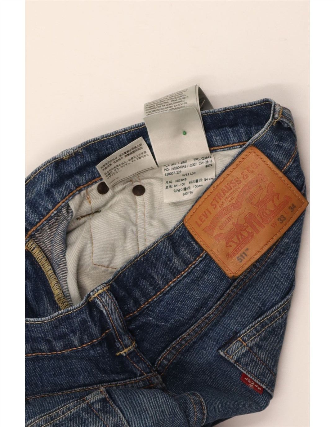LEVI'S Masculino 511 Slim Jeans W33 L34 Azul Algodão