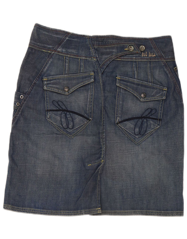 Saia jeans feminina Fat Face UK 10 pequeno W32 algodão azul