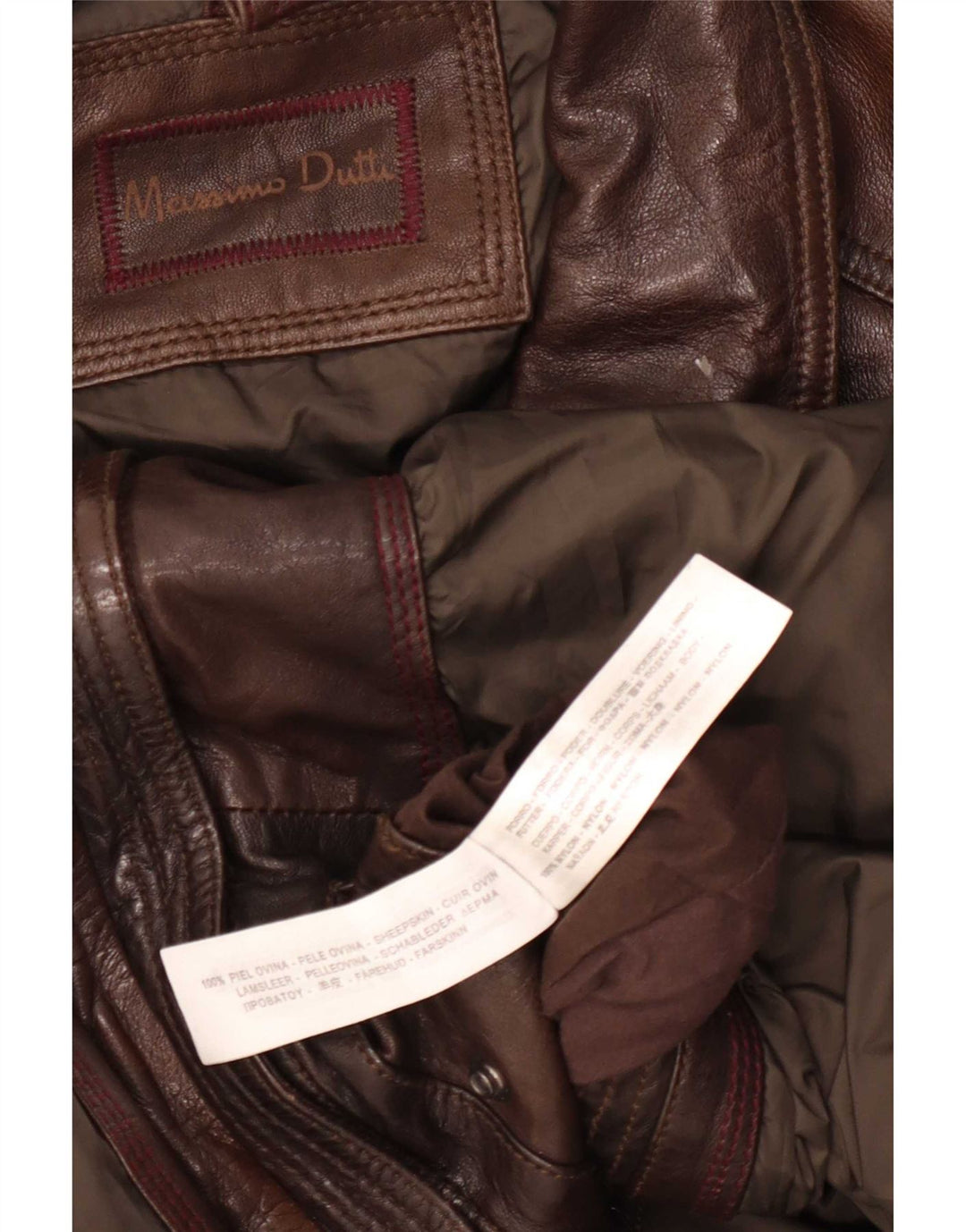 Jaqueta utilitária masculina de couro Massimo Dutti Reino Unido 44 2XL marrom