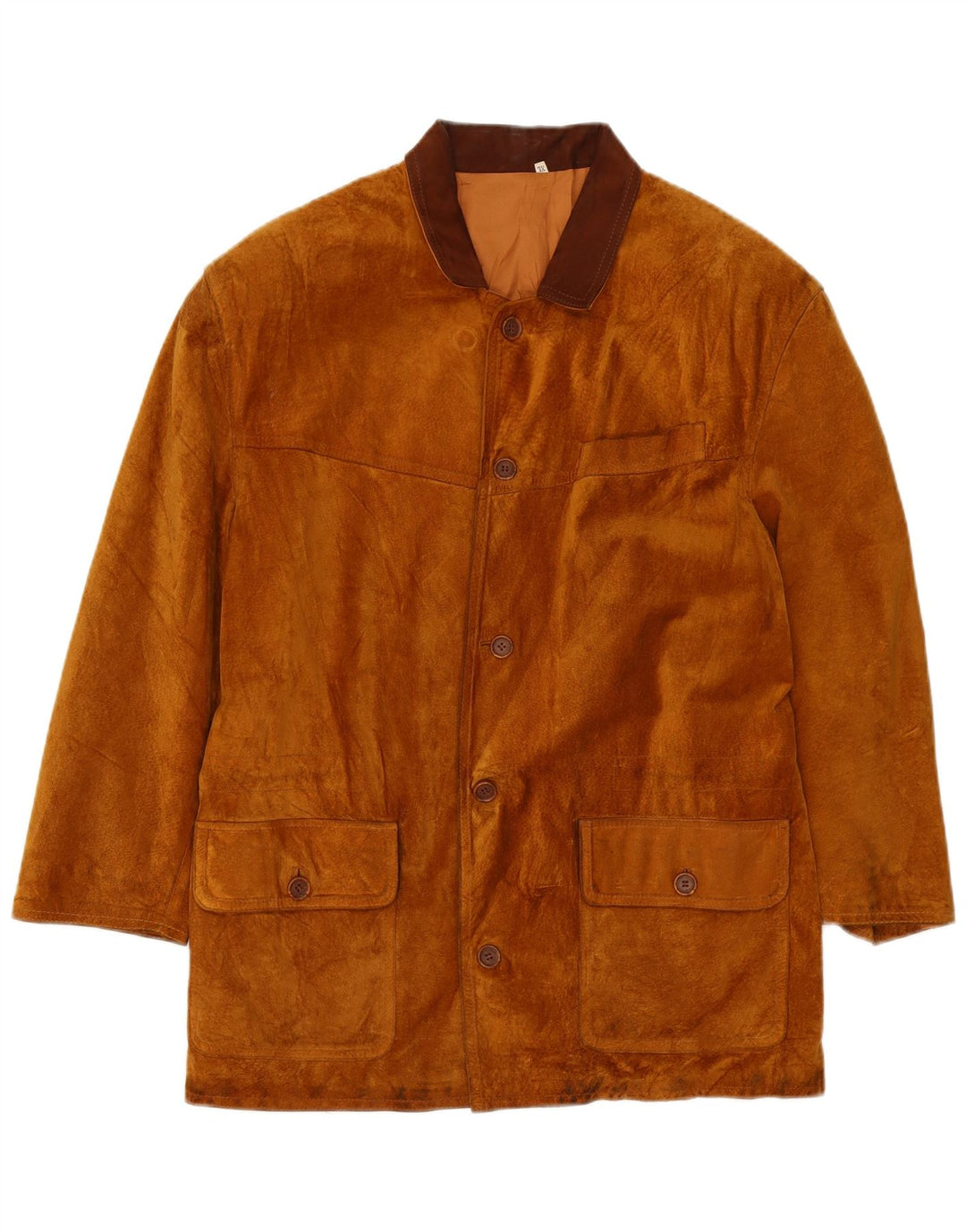 Sobretudo de camurça masculino vintage Reino Unido 42 XL couro marrom