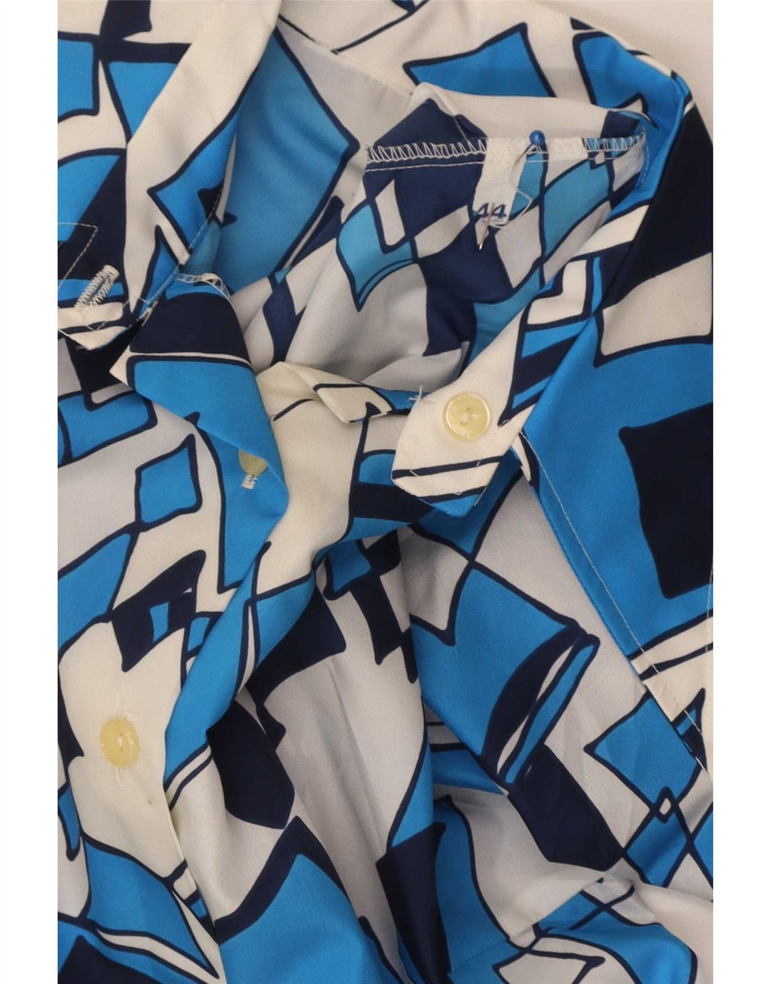 Blusa Camisa Feminina Vintage IT 44 Azul Médio Geométrico