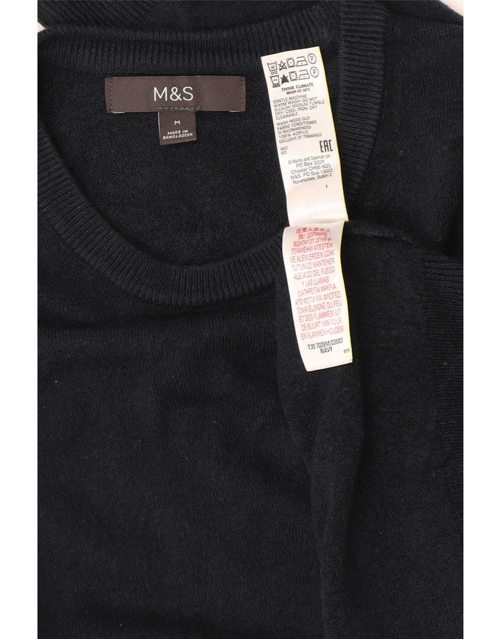 Suéter masculino Marks & Spencer com gola redonda e acrílico azul marinho médio