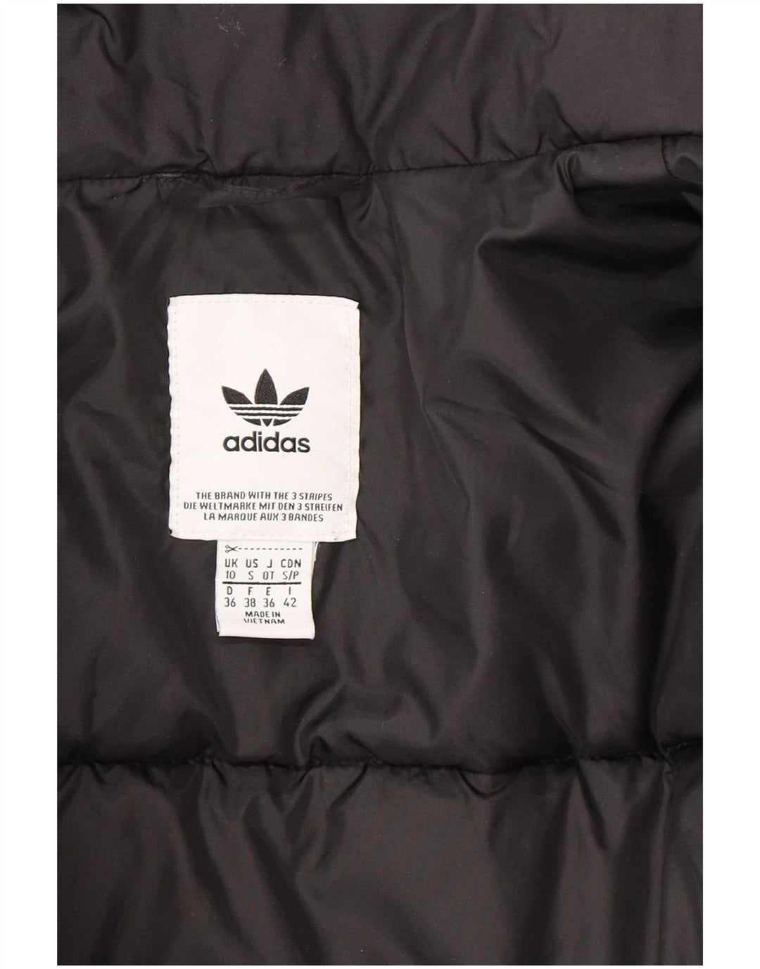 Jaqueta acolchoada oversized feminina Adidas UK 10 pequena poliéster preta