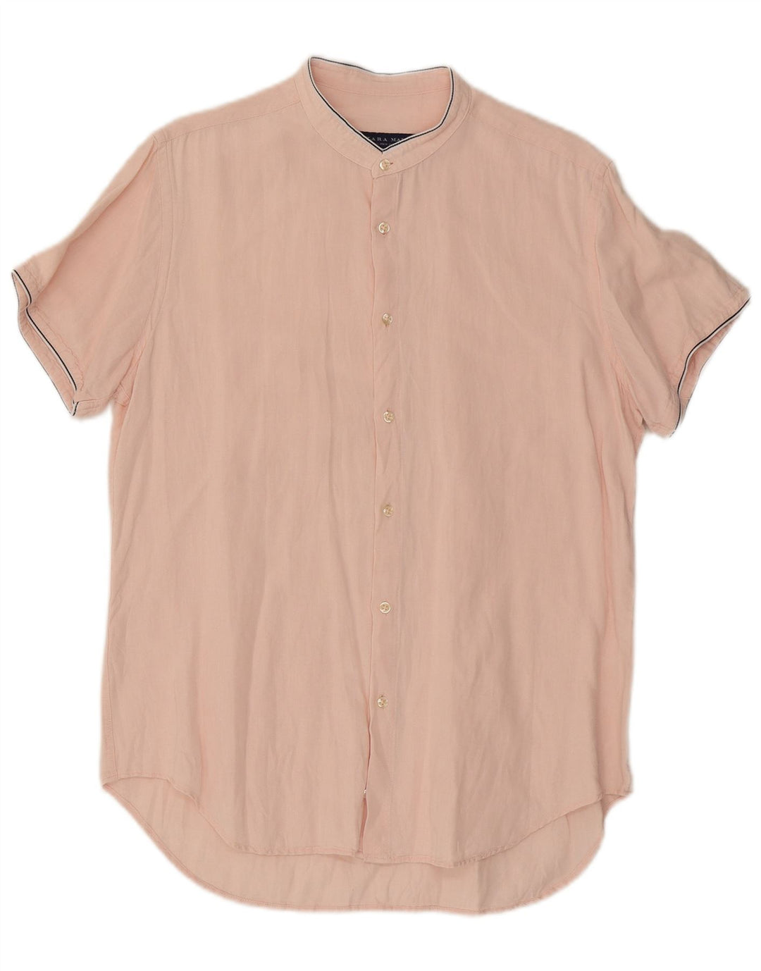 Zara Camisa masculina de manga curta slim fit grande rosa