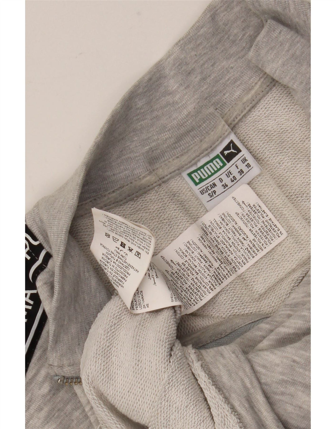 Puma Womens Crop Graphic Moletom Jumper UK 10 Small Grey Colourblock