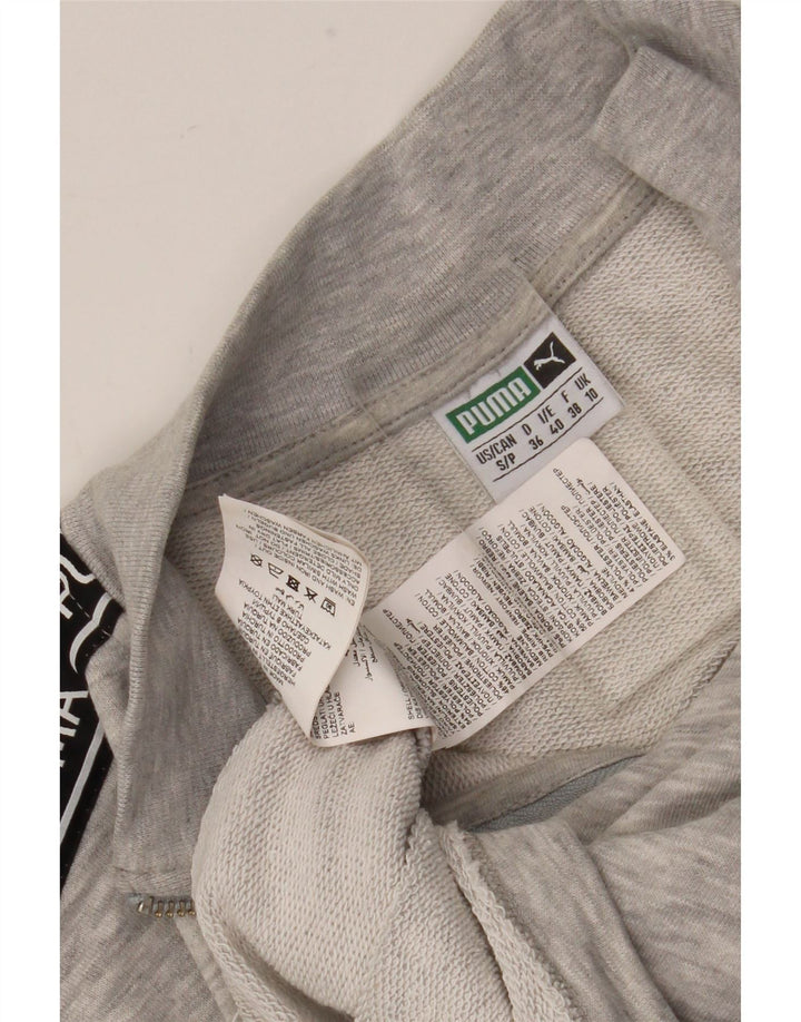 Puma Womens Crop Graphic Moletom Jumper UK 10 Small Grey Colourblock