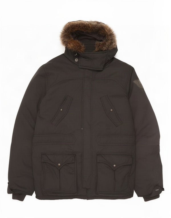 Casaco acolchoado com capuz masculino Levi's UK 42 XL preto poliéster