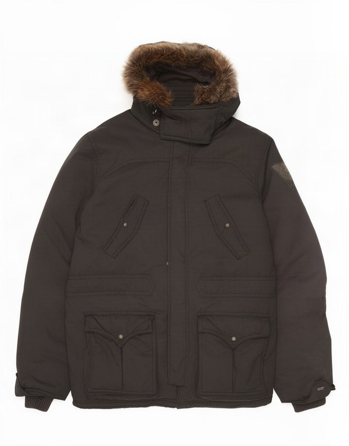 Casaco acolchoado com capuz masculino Levi's UK 42 XL preto poliéster