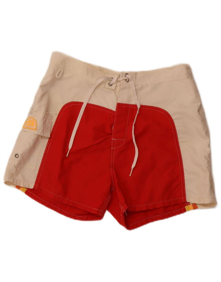 Shorts de natação masculino SUNDEK médio vermelho colorblock nylon