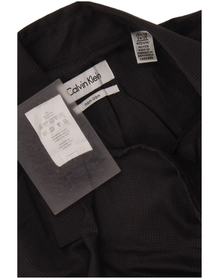 Camisa masculina CALVIN KLEIN tamanho 15 1/2 16 algodão manchado cinza médio