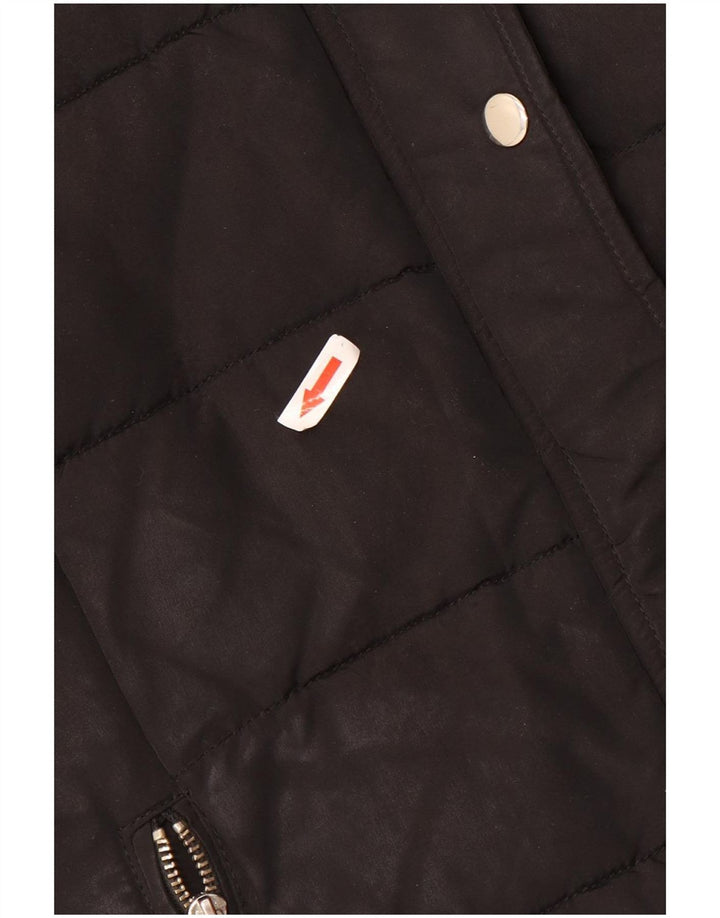 Jaqueta acolchoada com capuz feminina Topshop UK 12 poliéster preto médio