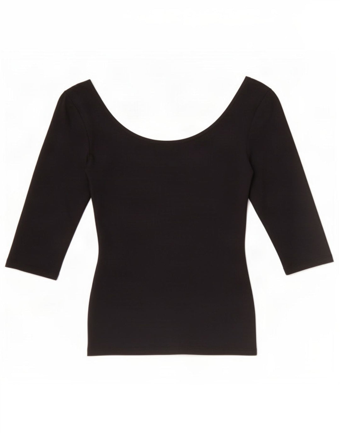 Zara Top feminino sem ombro manga 3/4 Reino Unido 8 pequeno preto poliamida