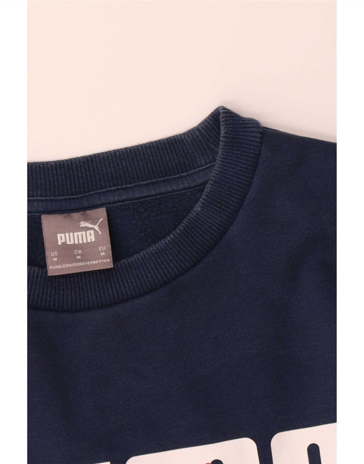 Puma Mens Graphic Moletom Jumper Médio Azul Marinho Algodão