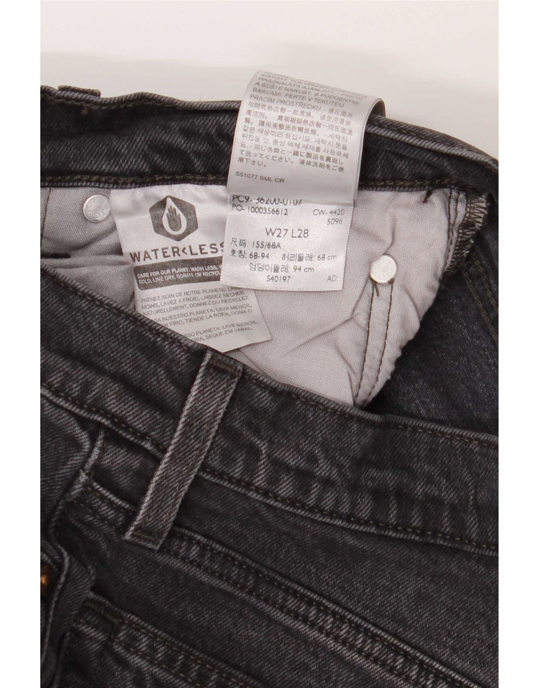 Jeans feminino Levi's 501 Straight W27 L28 algodão cinza