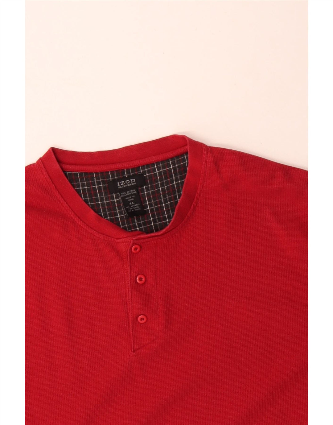 IZOD Mens Pijamas Top Manga Longa XL Algodão Vermelho