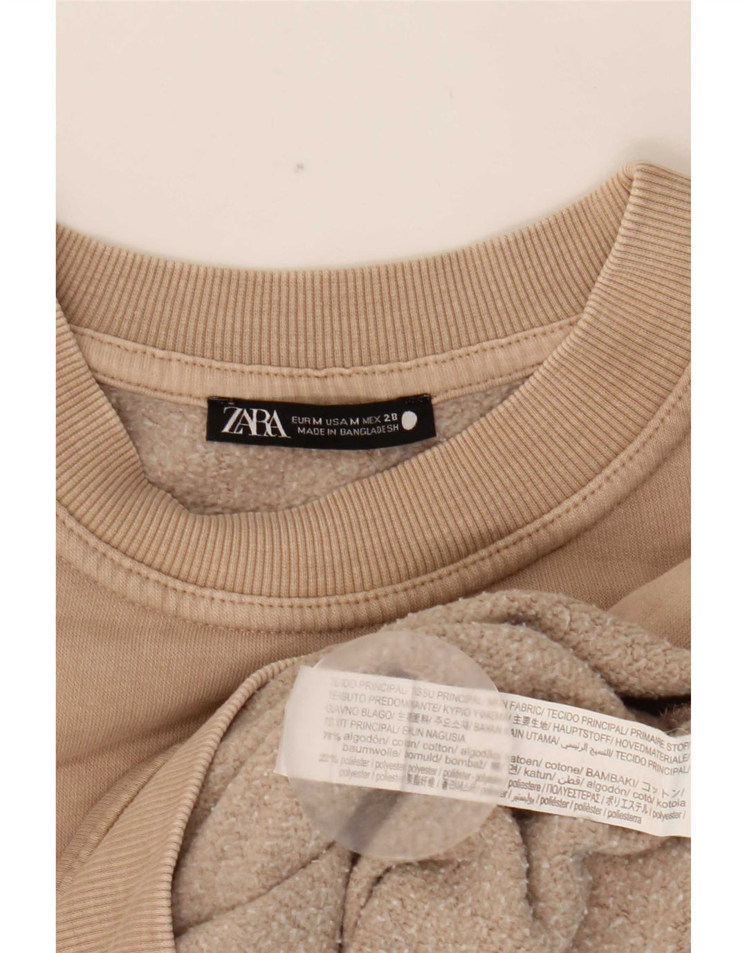 Zara moletom feminino oversized jumper UK 14 algodão bege médio