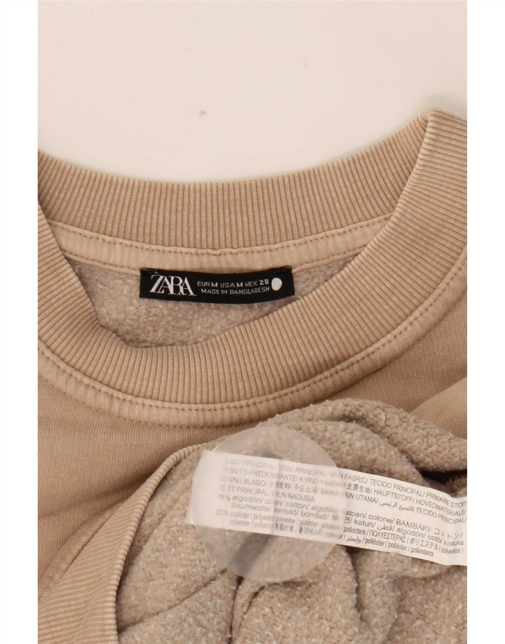 Zara moletom feminino oversized jumper UK 14 algodão bege médio