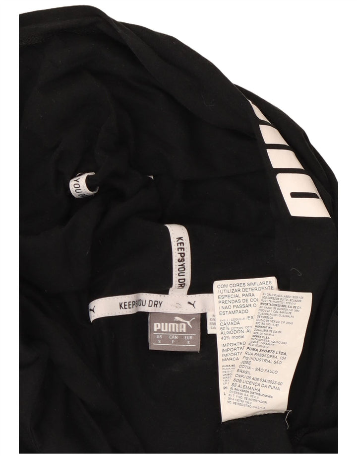 Top gráfico feminino com capuz PUMA manga comprida Reino Unido 10 pequeno algodão preto