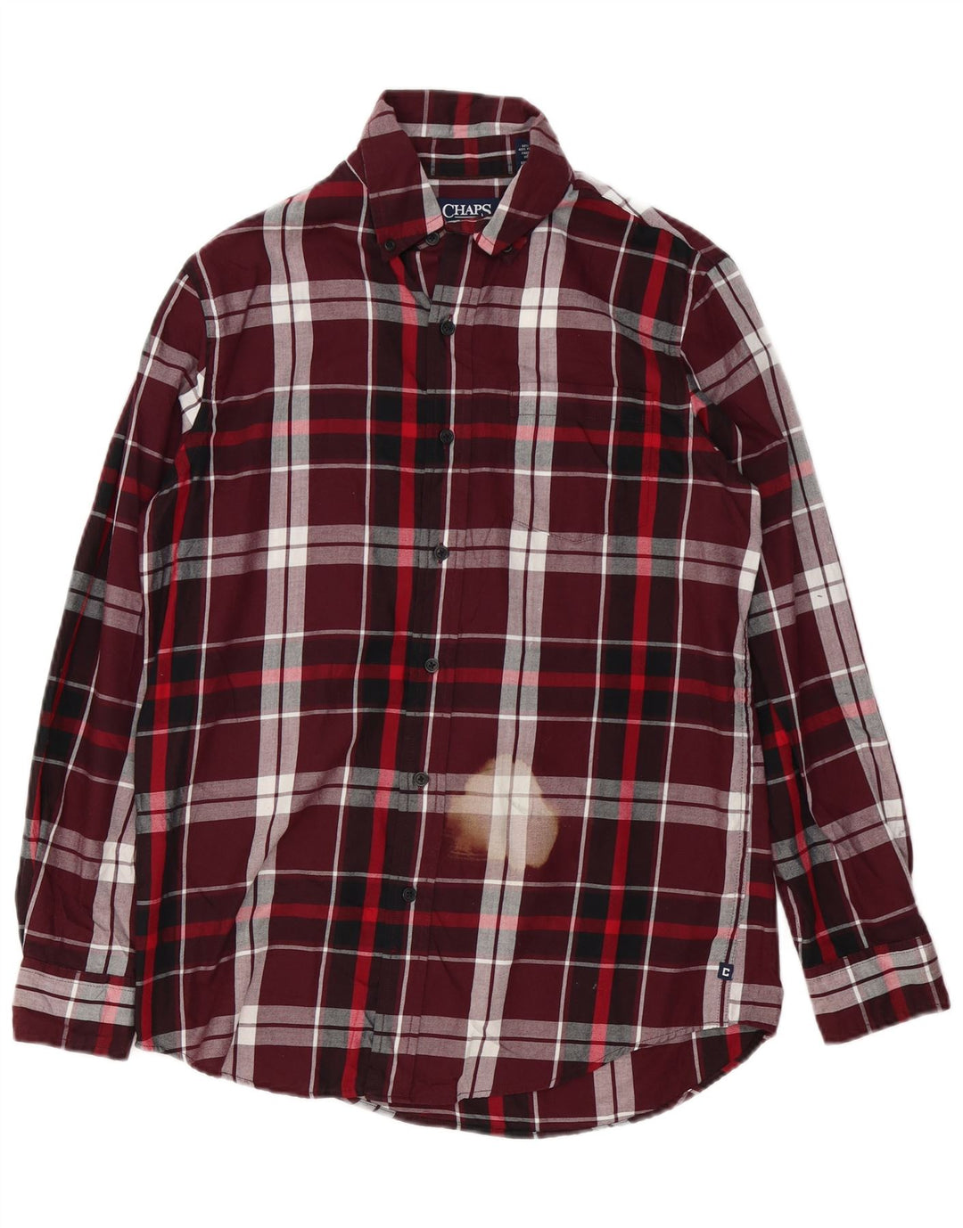 Camisa masculina de flanela Chaps pequena xadrez de algodão cor de vinho