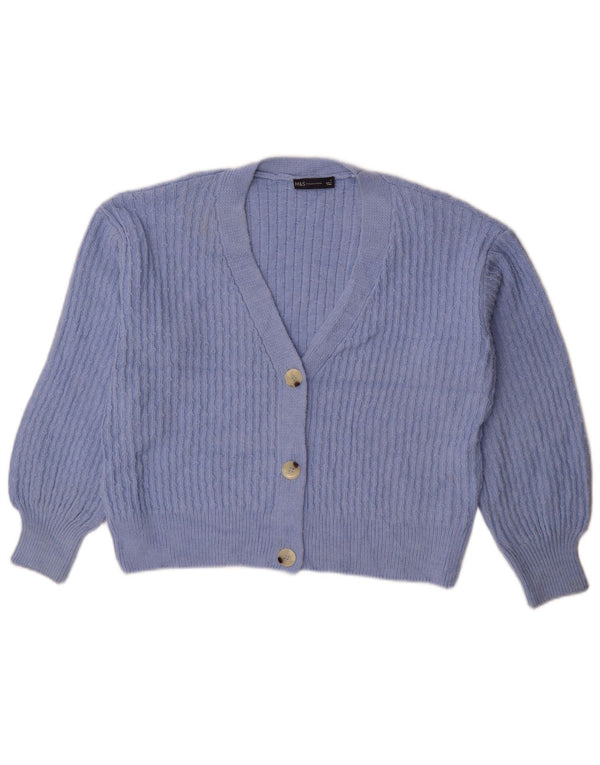 Suéter cardigã feminino Marks & Spencer superdimensionado Reino Unido 14 azul médio