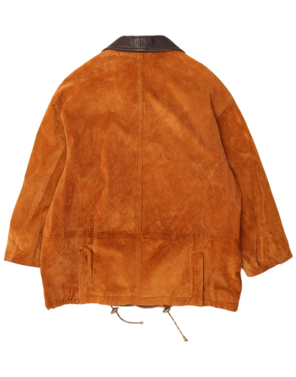 Sobretudo masculino de camurça Conbipel Natural Wear Reino Unido 40 couro marrom grande