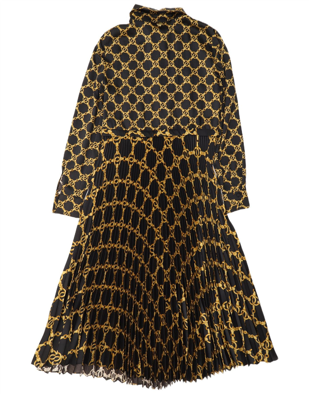 Vestido maxi feminino Twinset com estampa abstrata de manga comprida Reino Unido 14 médio preto
