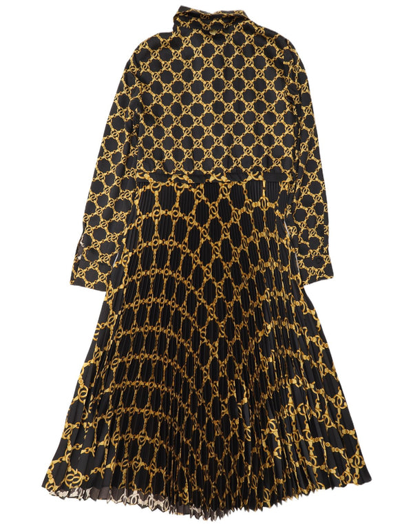 Twinset Womens Abstract Pattern Long Sleeve Maxi Dress UK 14 Medium Black