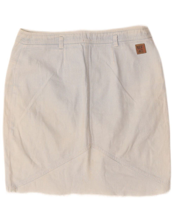 Saia jeans feminina vintage IT 46 grande W30 algodão azul