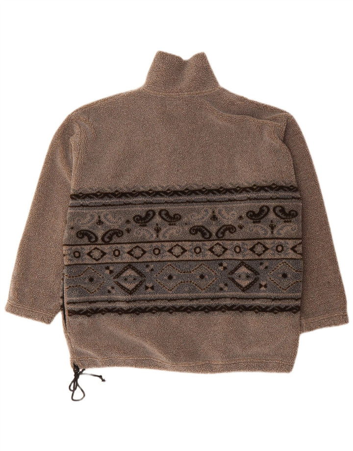 Suéter de lã masculino BASIC com zíper e pescoço grande poliéster marrom Paisley