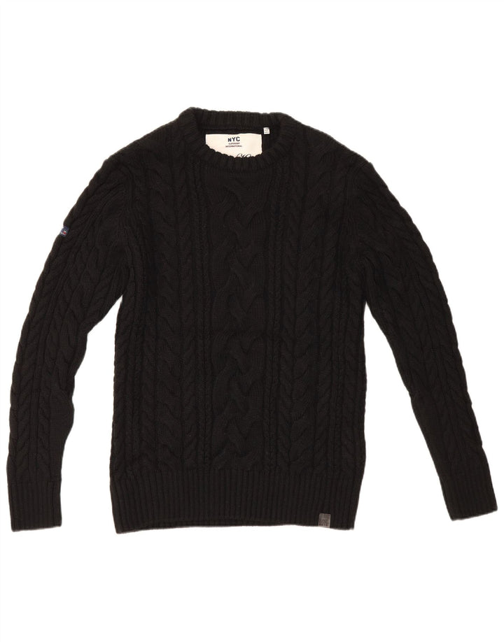 Suéter masculino Superdry com gola redonda grande acrílico preto