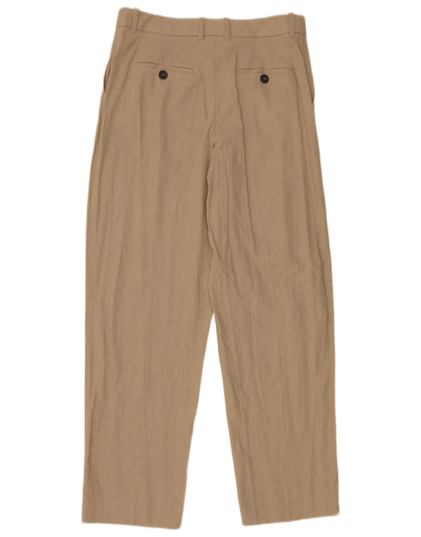 Zara Calça Chino Feminina Reta Pequena W30 L30 Linho Bege